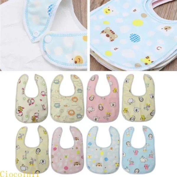 Y1UB Baby Feeding Bibs Kid Cotton Towel Newborn Bandana Saliva for Triangle Dribble Infant Scarf Cotton Snap Button