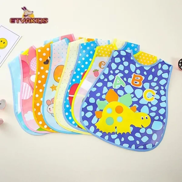 Reusable Baby Waterproof Bib Cartoon EVA Saliva Towel Anti Dirty Apron Feeding Drool Towel for 1-3 Years Old Choldren